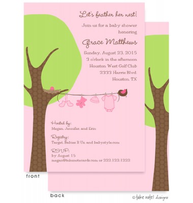Baby Shower Invitations, Little Girl Clothes Line, take note! designs